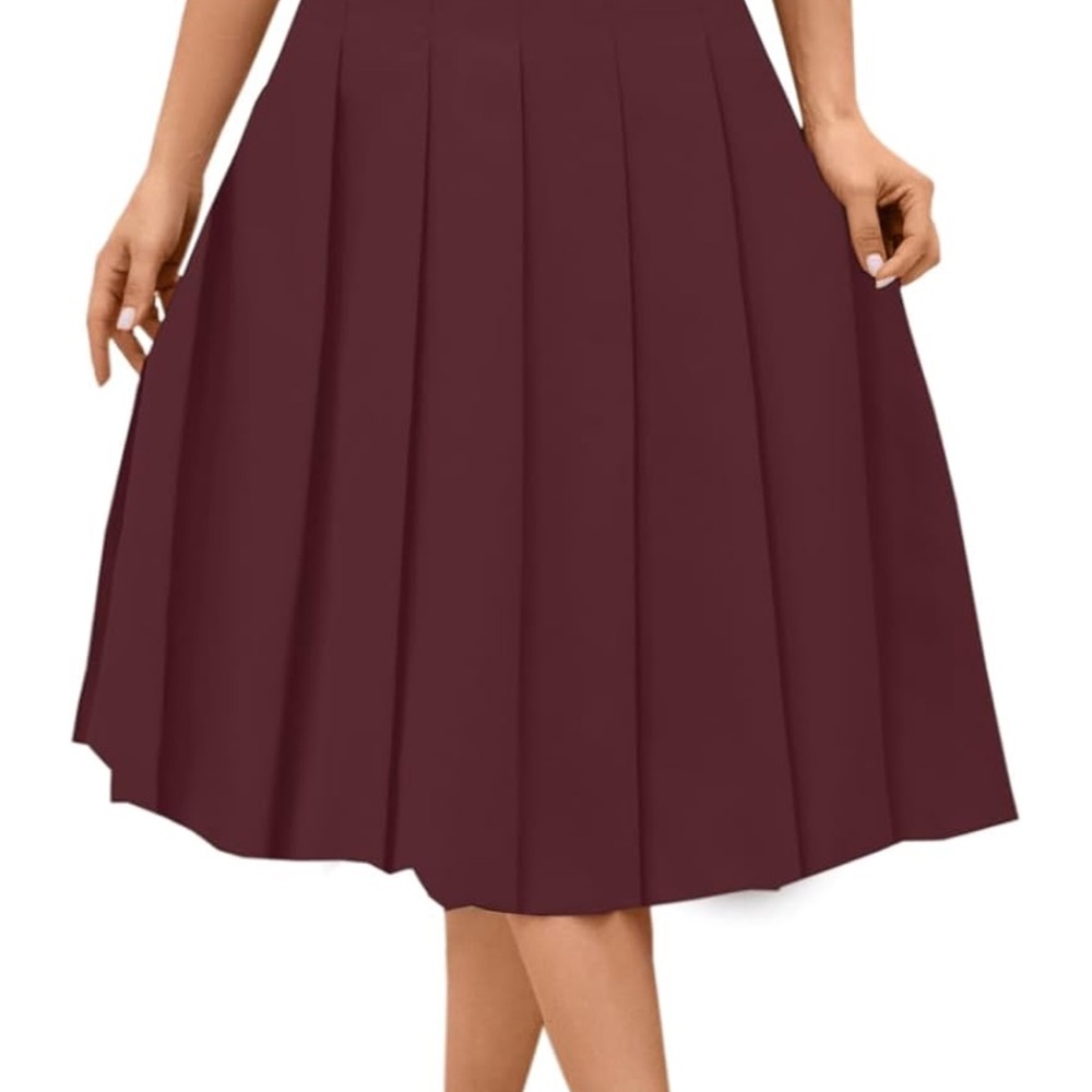 Elegant Burgundy Pleated Skirt